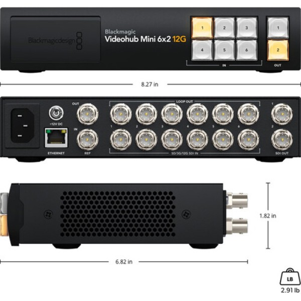 Blackmagic Design Videohub Mini 6x2 12G Video Router