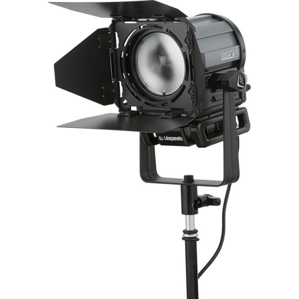 Litepanels Sola 4+ Daylight 10cm LED Fresnel (Manual Yoke, 4-Leaf Barndoors)