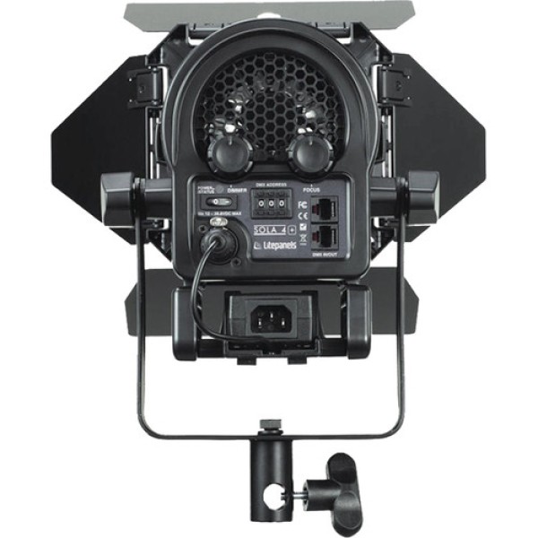 Litepanels Sola 4+ Daylight 10cm LED Fresnel (Manual Yoke, 4-Leaf Barndoors)